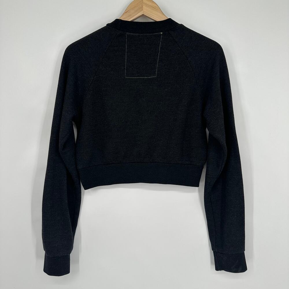 Aviator Nation Smiley Face Patch Cropped Sweatshirt Lightning Bolt Logo Pullover - Picture 8 of 11